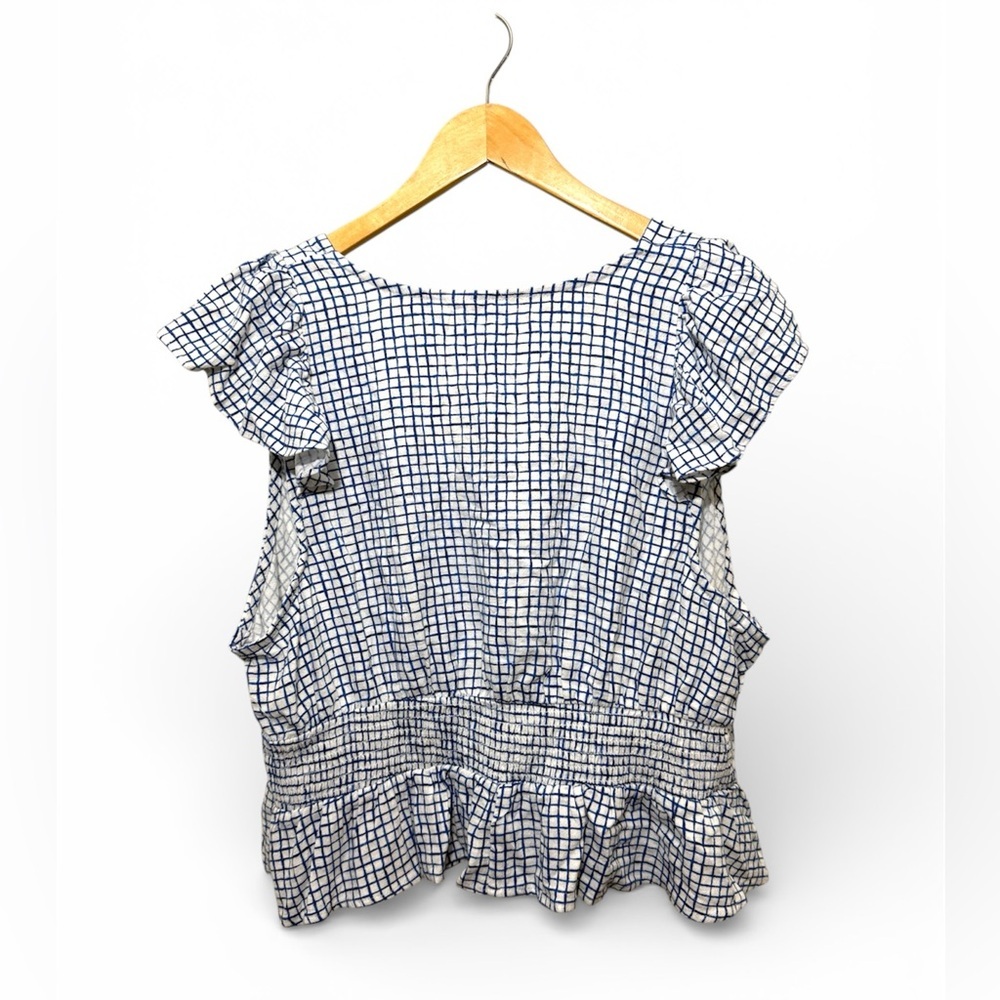 Universal Thread Women’s Blue Gingham Flutter Sleeveless Blouse . Size XXL - Picture 5 of 14